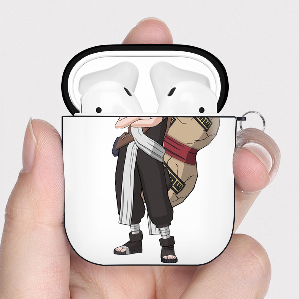（画像用） NARUTO -ナルト- ガアラ Gaara AirPods 第2世代保護ケース ハードシェル ブラック 耐衝撃・防指紋・カラビナ付き