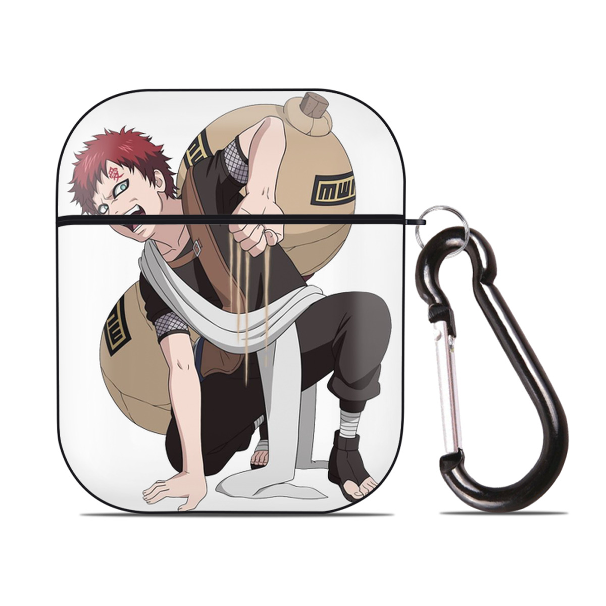 （画像用） NARUTO -ナルト- ガアラ Gaara AirPods 第2世代保護ケース ハードシェル ブラック 耐衝撃・防指紋・カラビナ付き