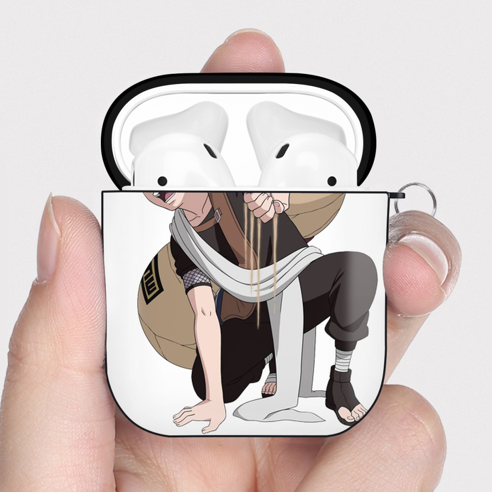 （画像用） NARUTO -ナルト- ガアラ Gaara AirPods 第2世代保護ケース ハードシェル ブラック 耐衝撃・防指紋・カラビナ付き