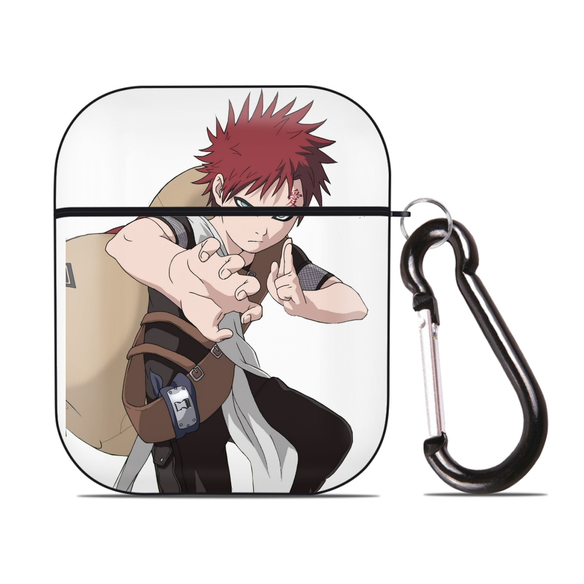 （画像用） NARUTO -ナルト- ガアラ Gaara AirPods 第2世代保護ケース ハードシェル ブラック 耐衝撃・防指紋・カラビナ付き
