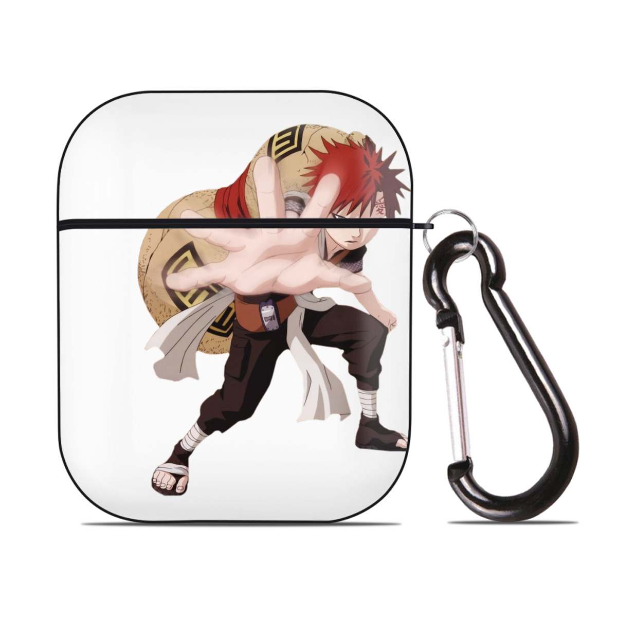 （画像用） NARUTO -ナルト- ガアラ Gaara AirPods 第2世代保護ケース ハードシェル ブラック 耐衝撃・防指紋・カラビナ付き
