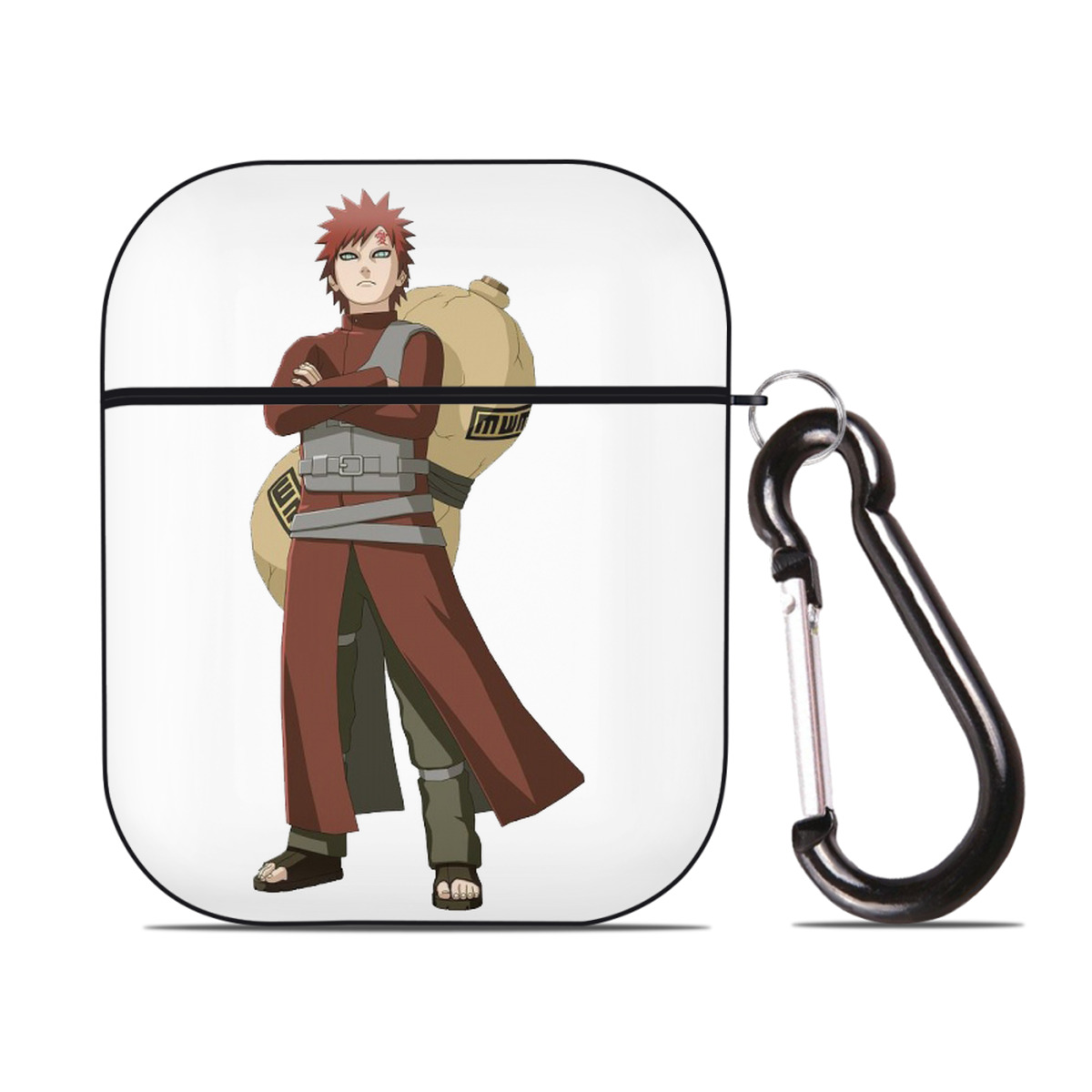 （画像用） NARUTO -ナルト- ガアラ Gaara AirPods 第2世代保護ケース ハードシェル ブラック 耐衝撃・防指紋・カラビナ付き