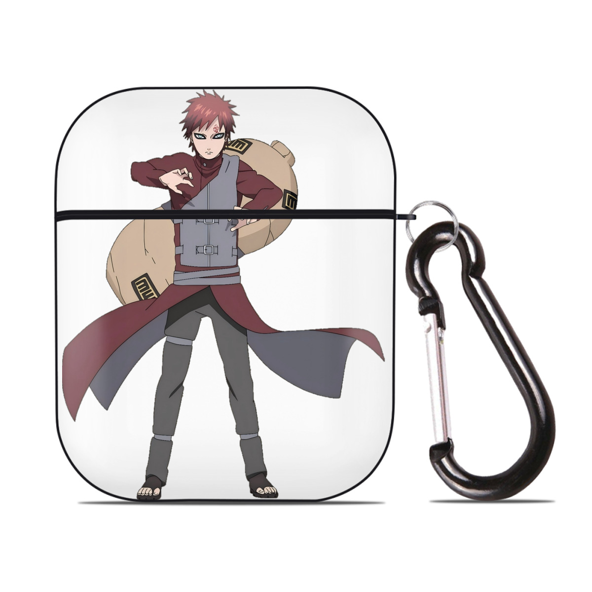 （画像用） NARUTO -ナルト- ガアラ Gaara AirPods 第2世代保護ケース ハードシェル ブラック 耐衝撃・防指紋・カラビナ付き