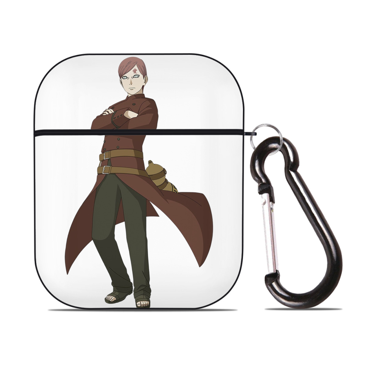 （画像用） NARUTO -ナルト- ガアラ Gaara AirPods 第2世代保護ケース ハードシェル ブラック 耐衝撃・防指紋・カラビナ付き
