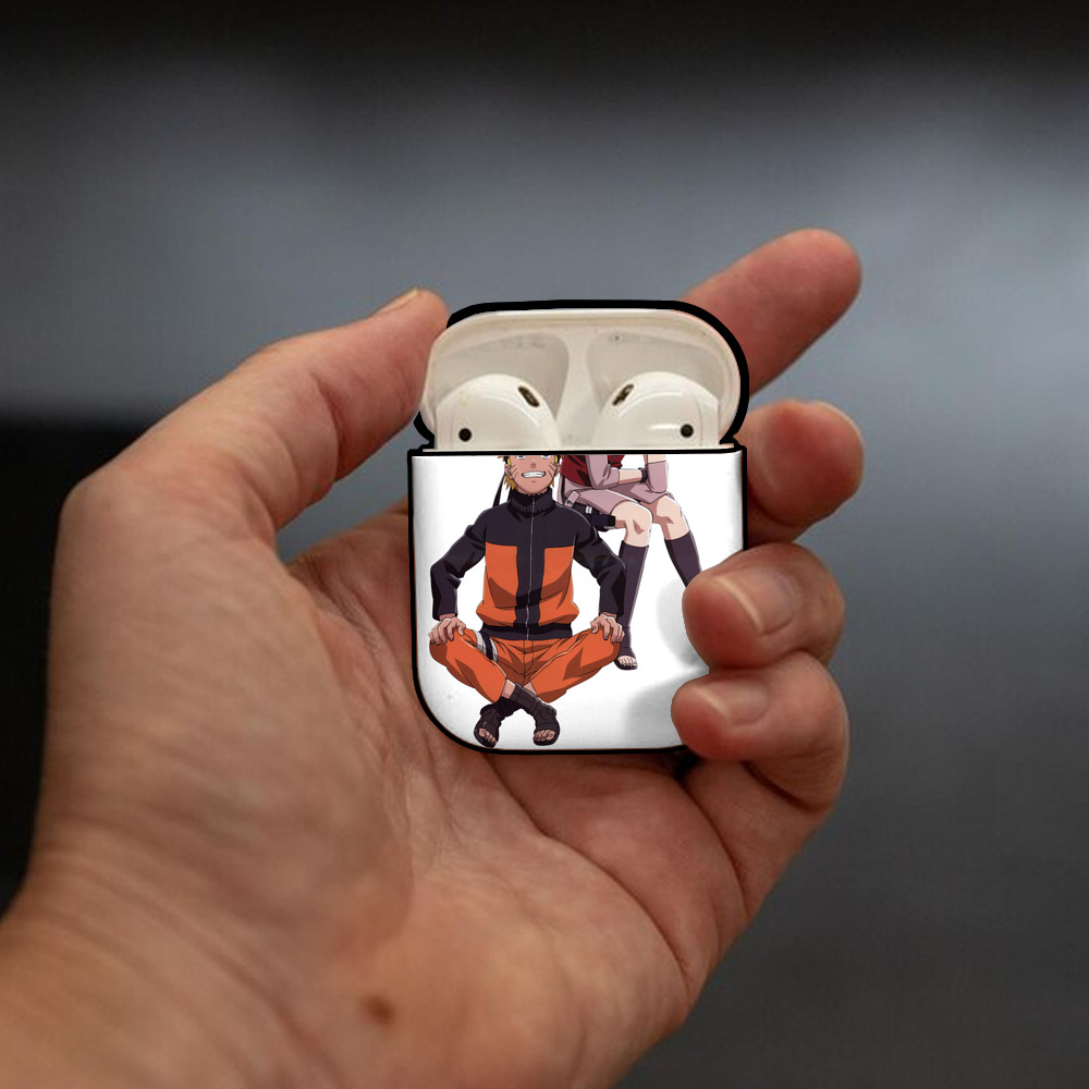 NARUTO -ナルト- うずまき ナルト Uzumaki Naruto AirPods 第2世代保護ケース ハードシェル ブラック 耐衝撃・防指紋・カラビナ付き