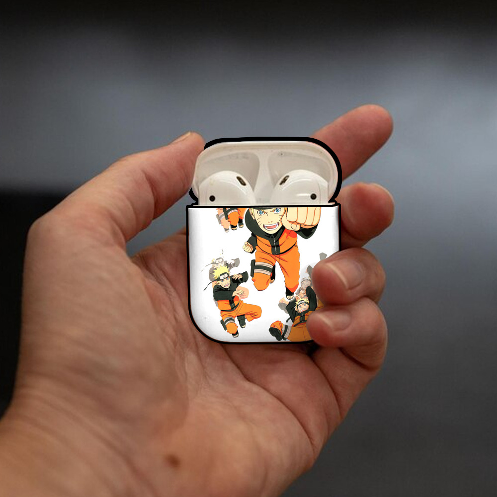 NARUTO -ナルト- うずまき ナルト Uzumaki Naruto AirPods 第2世代保護ケース ハードシェル ブラック 耐衝撃・防指紋・カラビナ付き