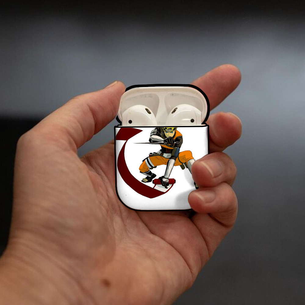 NARUTO -ナルト- うずまき ナルト Uzumaki Naruto AirPods 第2世代保護ケース ハードシェル ブラック 耐衝撃・防指紋・カラビナ付き