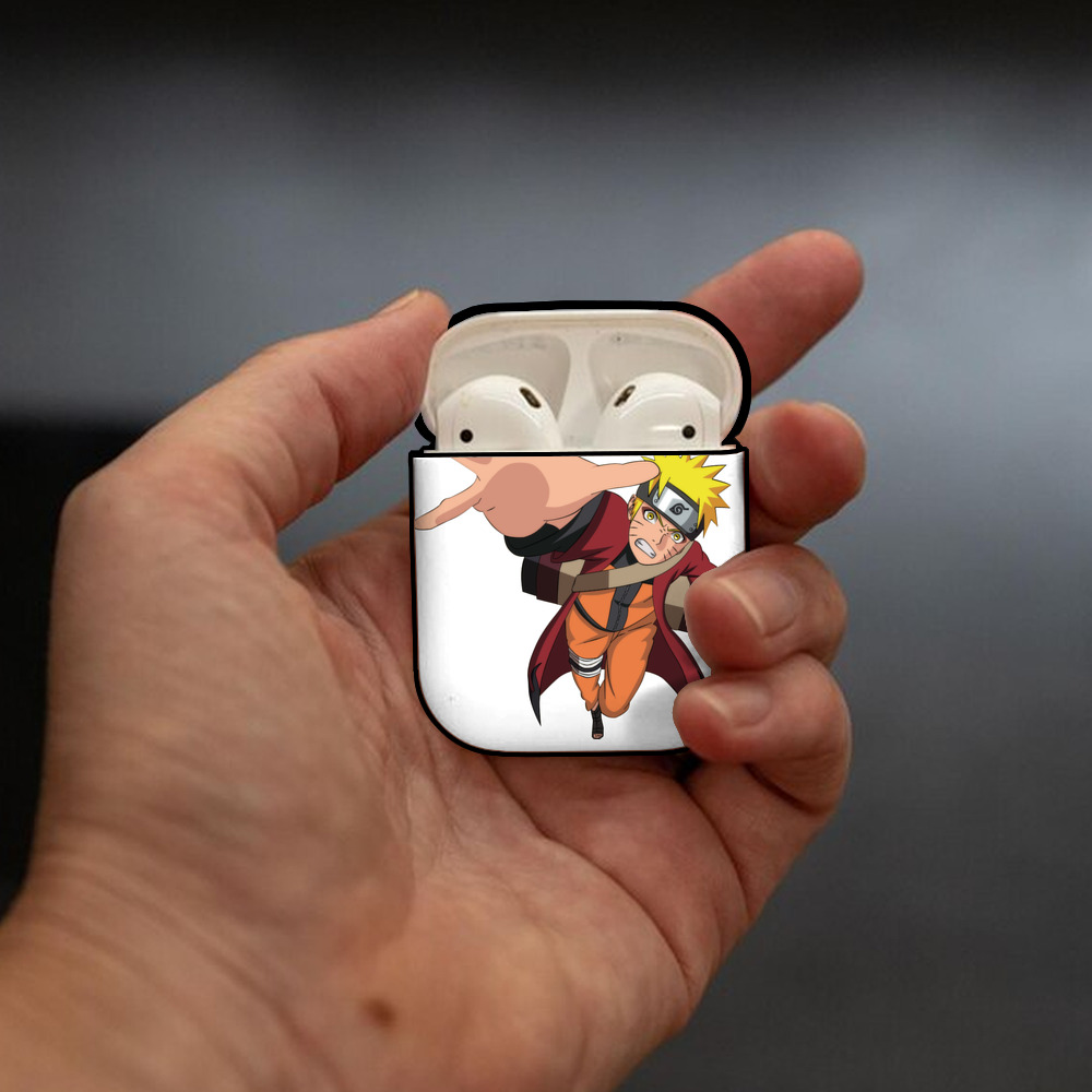 NARUTO -ナルト- うずまき ナルト Uzumaki Naruto AirPods 第2世代保護ケース ハードシェル ブラック 耐衝撃・防指紋・カラビナ付き