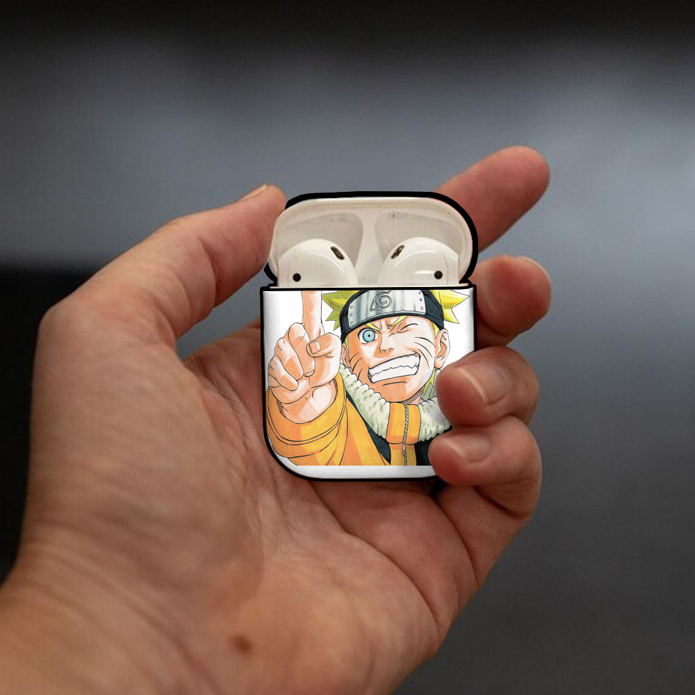 NARUTO -ナルト- うずまき ナルト Uzumaki Naruto AirPods 第2世代保護ケース ハードシェル ブラック 耐衝撃・防指紋・カラビナ付き