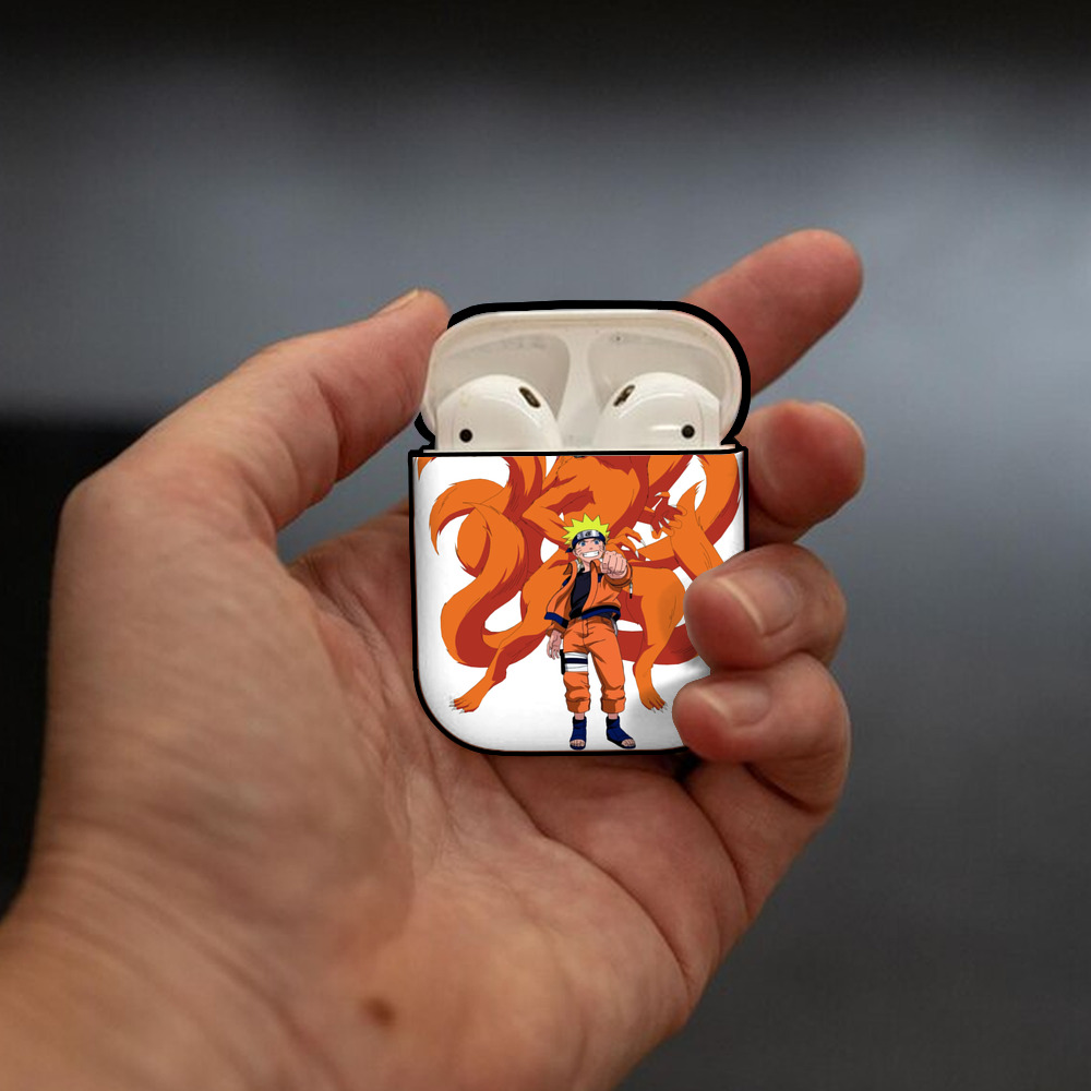 NARUTO -ナルト- うずまき ナルト Uzumaki Naruto AirPods 第2世代保護ケース ハードシェル ブラック 耐衝撃・防指紋・カラビナ付き