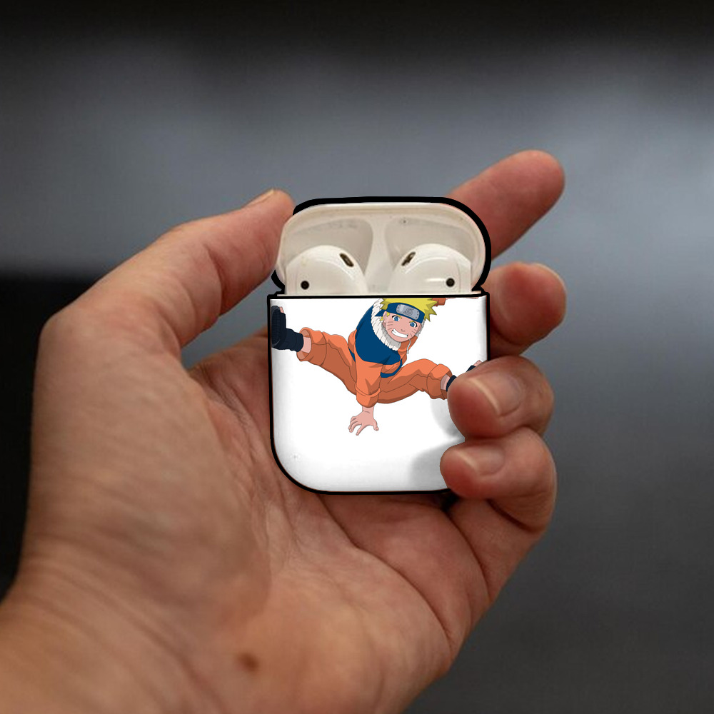 NARUTO -ナルト- うずまき ナルト Uzumaki Naruto AirPods 第2世代保護ケース ハードシェル ブラック 耐衝撃・防指紋・カラビナ付き
