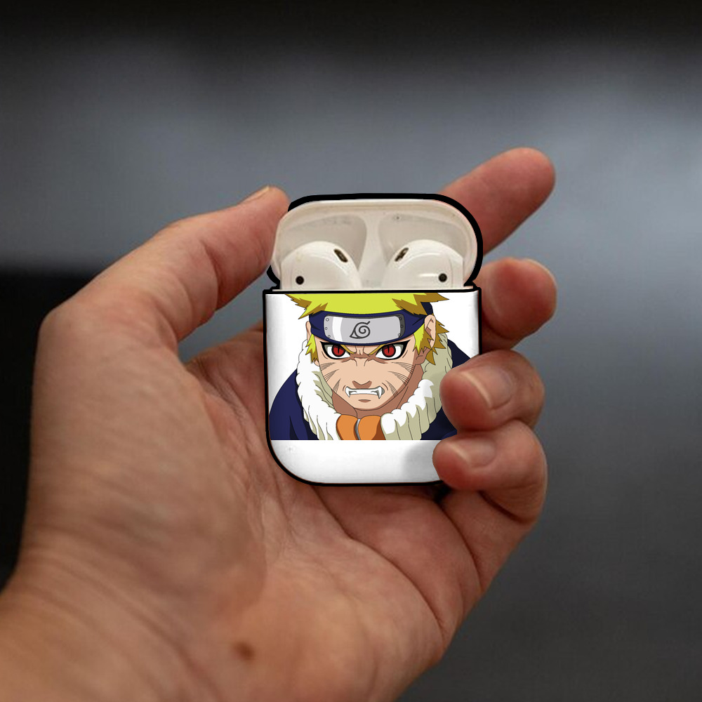 NARUTO -ナルト- うずまき ナルト Uzumaki Naruto AirPods 第2世代保護ケース ハードシェル ブラック 耐衝撃・防指紋・カラビナ付き