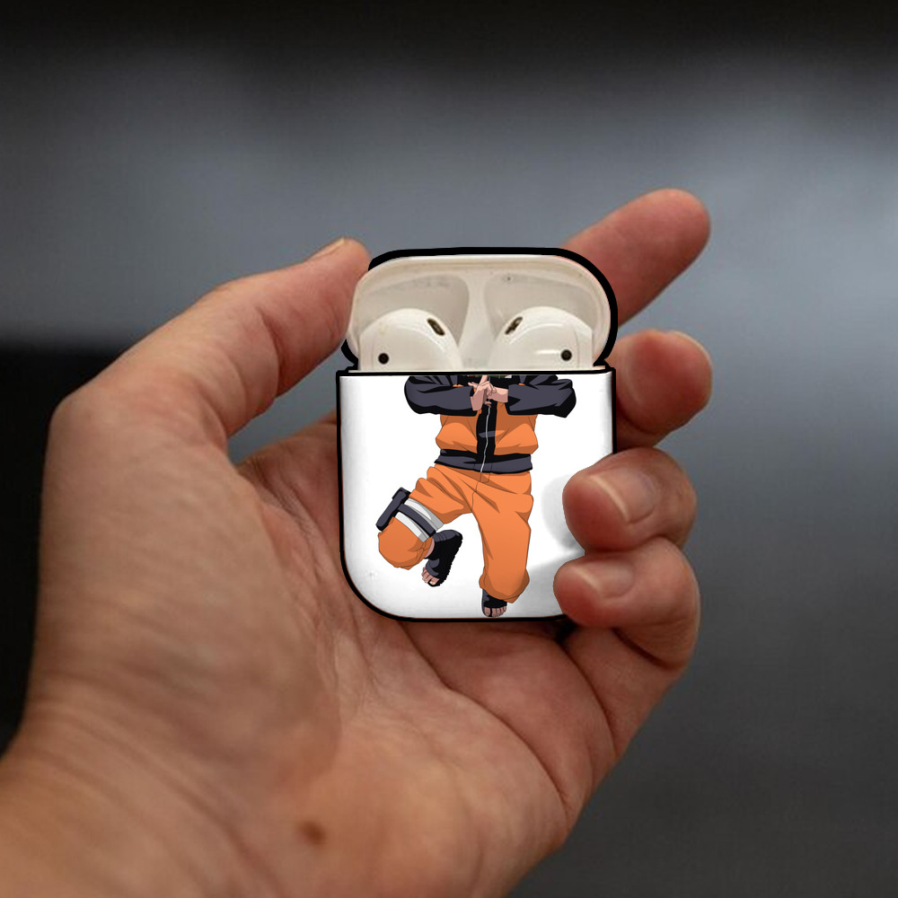 NARUTO -ナルト- うずまき ナルト Uzumaki Naruto AirPods 第2世代保護ケース ハードシェル ブラック 耐衝撃・防指紋・カラビナ付き