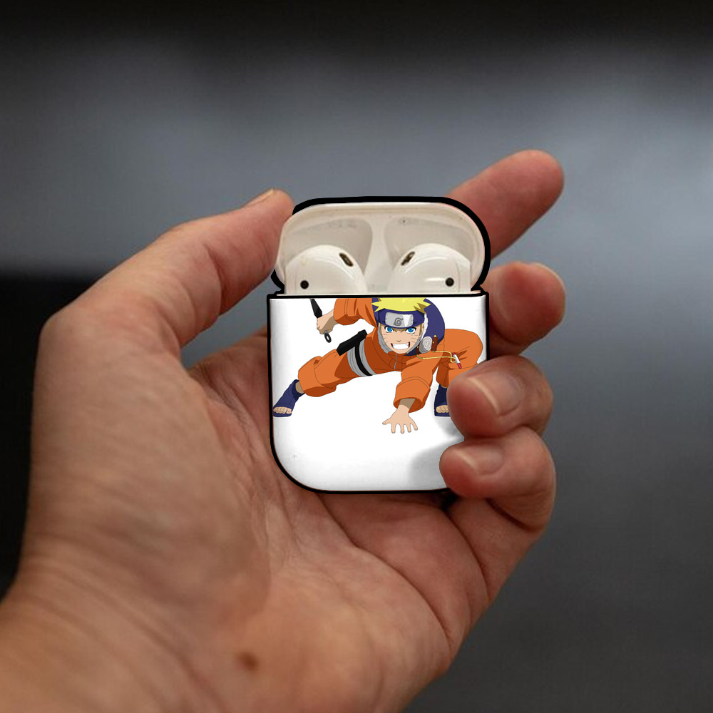NARUTO -ナルト- うずまき ナルト Uzumaki Naruto AirPods 第2世代保護ケース ハードシェル ブラック 耐衝撃・防指紋・カラビナ付き