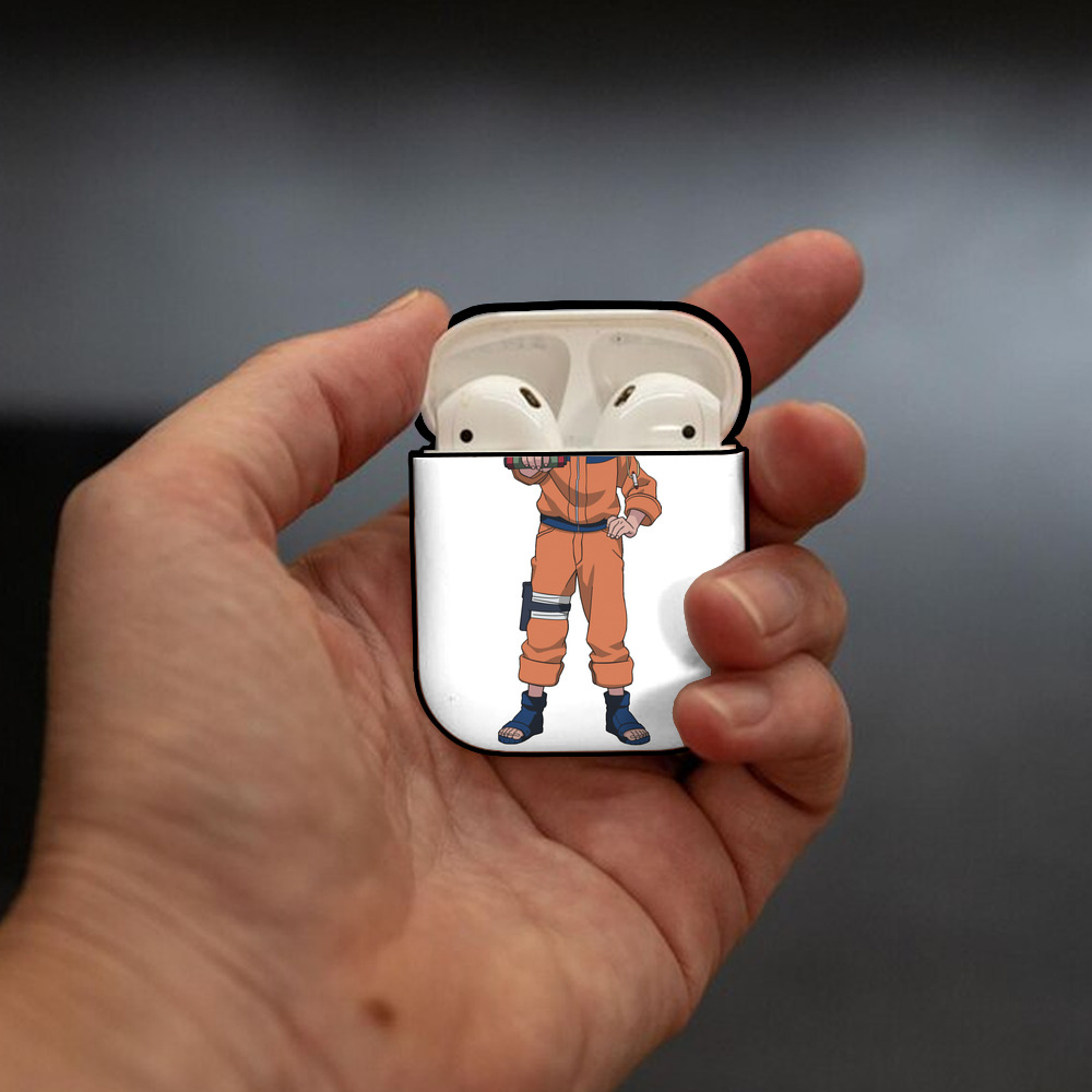 NARUTO -ナルト- うずまき ナルト Uzumaki Naruto AirPods 第2世代保護ケース ハードシェル ブラック 耐衝撃・防指紋・カラビナ付き