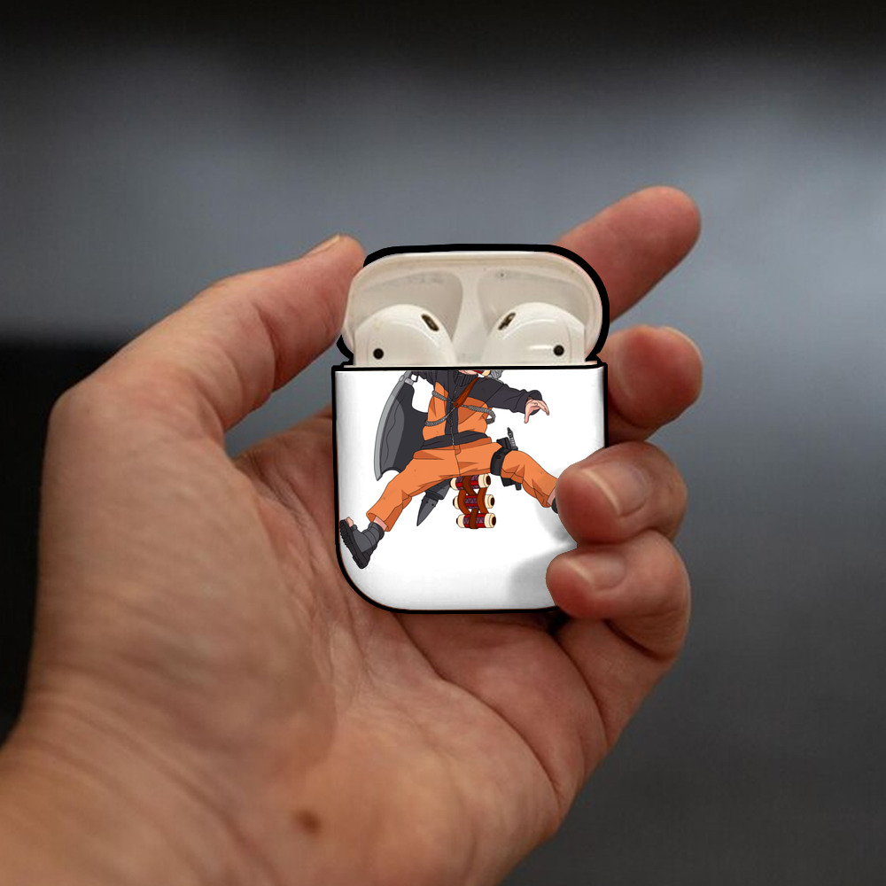 NARUTO -ナルト- うずまき ナルト Uzumaki Naruto AirPods 第2世代保護ケース ハードシェル ブラック 耐衝撃・防指紋・カラビナ付き