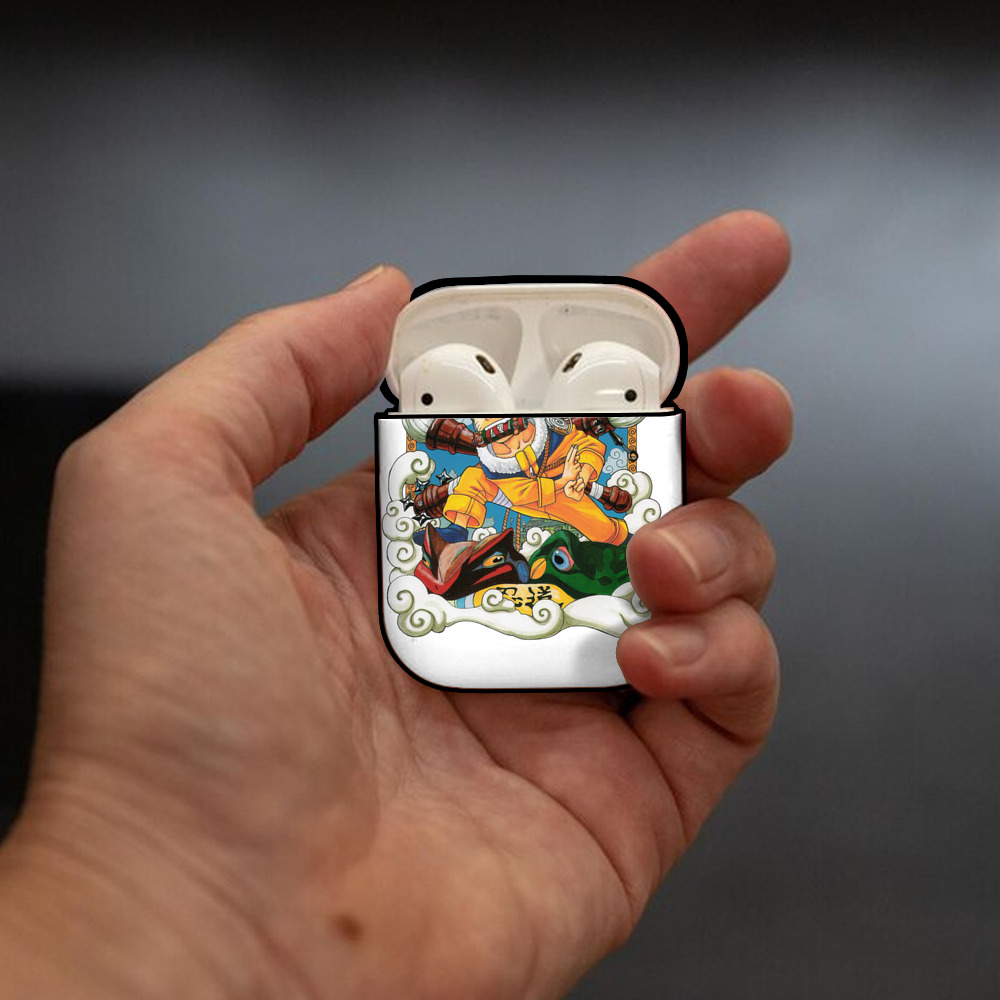 NARUTO -ナルト- うずまき ナルト Uzumaki Naruto AirPods 第2世代保護ケース ハードシェル ブラック 耐衝撃・防指紋・カラビナ付き