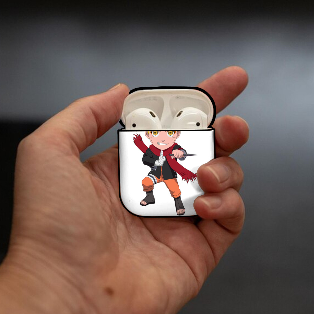 NARUTO -ナルト- うずまき ナルト Uzumaki Naruto AirPods 第2世代保護ケース ハードシェル ブラック 耐衝撃・防指紋・カラビナ付き