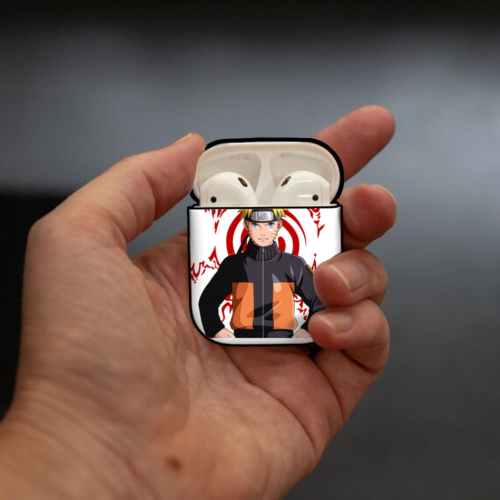 NARUTO -ナルト- うずまき ナルト Uzumaki Naruto AirPods 第2世代保護ケース ハードシェル ブラック 耐衝撃・防指紋・カラビナ付き