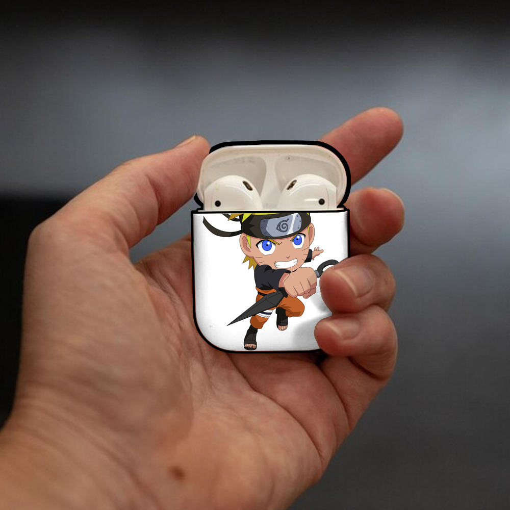 NARUTO -ナルト- うずまき ナルト Uzumaki Naruto AirPods 第2世代保護ケース ハードシェル ブラック 耐衝撃・防指紋・カラビナ付き