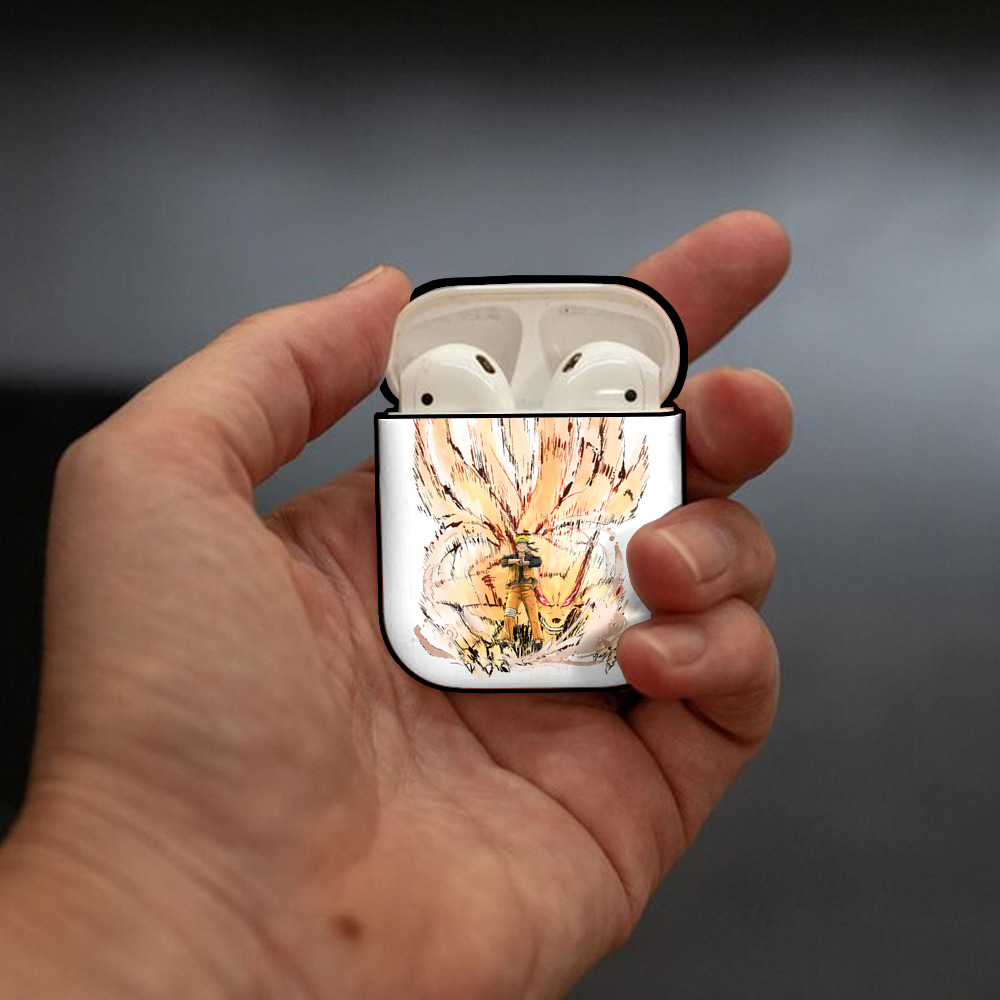 NARUTO -ナルト- うずまき ナルト Uzumaki Naruto AirPods 第2世代保護ケース ハードシェル ブラック 耐衝撃・防指紋・カラビナ付き