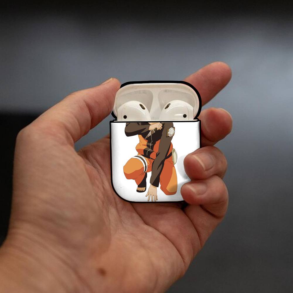 NARUTO -ナルト- うずまき ナルト Uzumaki Naruto AirPods 第2世代保護ケース ハードシェル ブラック 耐衝撃・防指紋・カラビナ付き