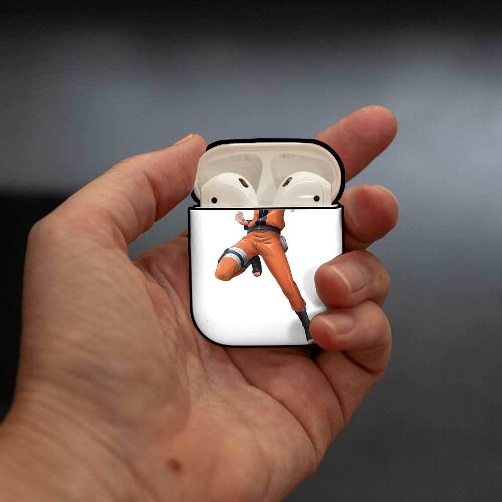 NARUTO -ナルト- うずまき ナルト Uzumaki Naruto AirPods 第2世代保護ケース ハードシェル ブラック 耐衝撃・防指紋・カラビナ付き