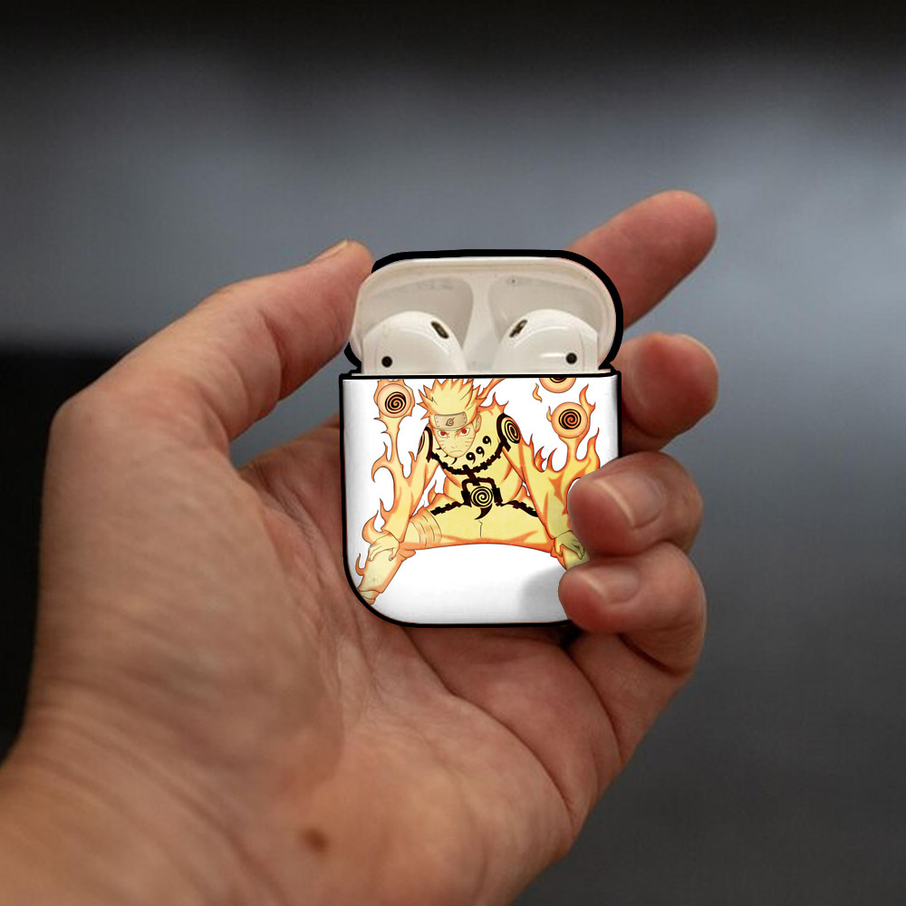NARUTO -ナルト- うずまき ナルト Uzumaki Naruto AirPods 第2世代保護ケース ハードシェル ブラック 耐衝撃・防指紋・カラビナ付き