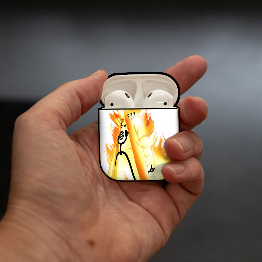 NARUTO -ナルト- うずまき ナルト Uzumaki Naruto AirPods 第2世代保護ケース ハードシェル ブラック 耐衝撃・防指紋・カラビナ付き