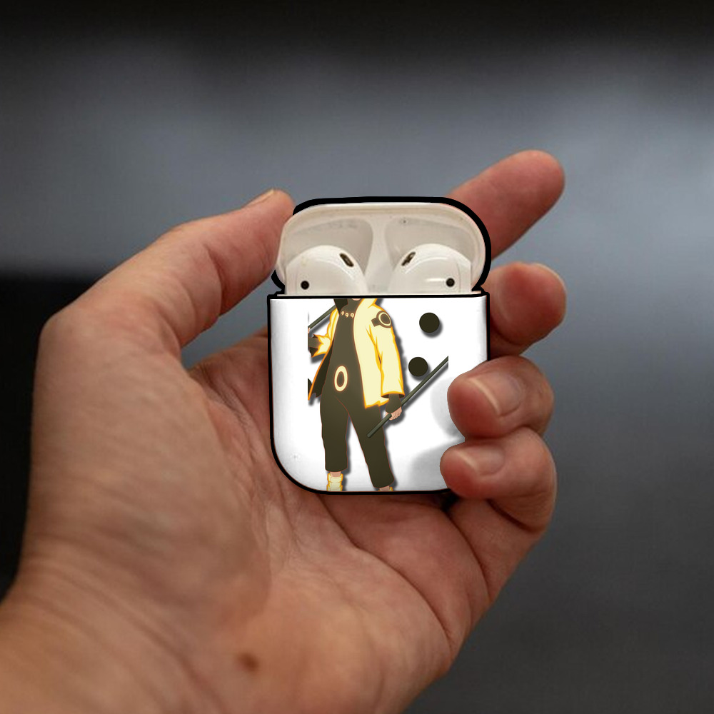 NARUTO -ナルト- うずまき ナルト Uzumaki Naruto AirPods 第2世代保護ケース ハードシェル ブラック 耐衝撃・防指紋・カラビナ付き