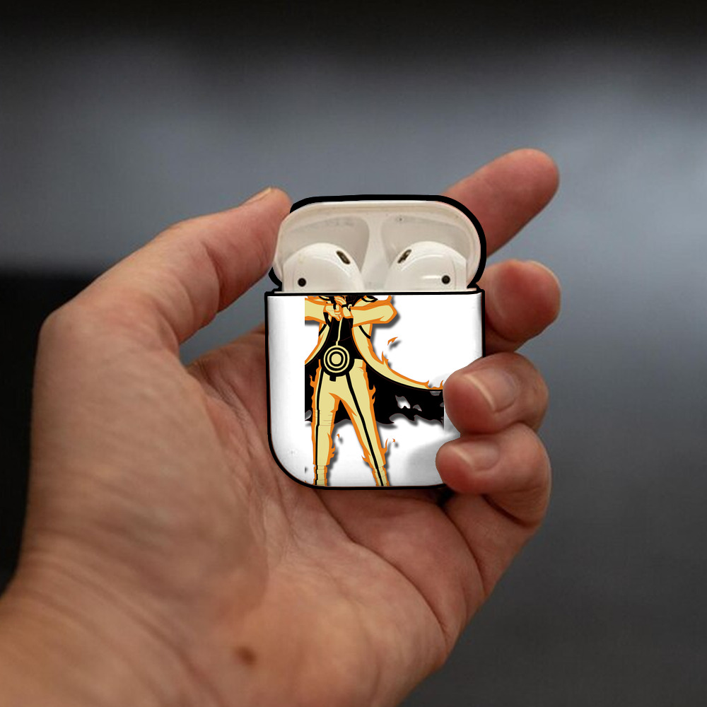 NARUTO -ナルト- うずまき ナルト Uzumaki Naruto AirPods 第2世代保護ケース ハードシェル ブラック 耐衝撃・防指紋・カラビナ付き