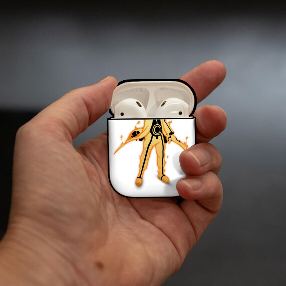 NARUTO -ナルト- うずまき ナルト Uzumaki Naruto AirPods 第2世代保護ケース ハードシェル ブラック 耐衝撃・防指紋・カラビナ付き