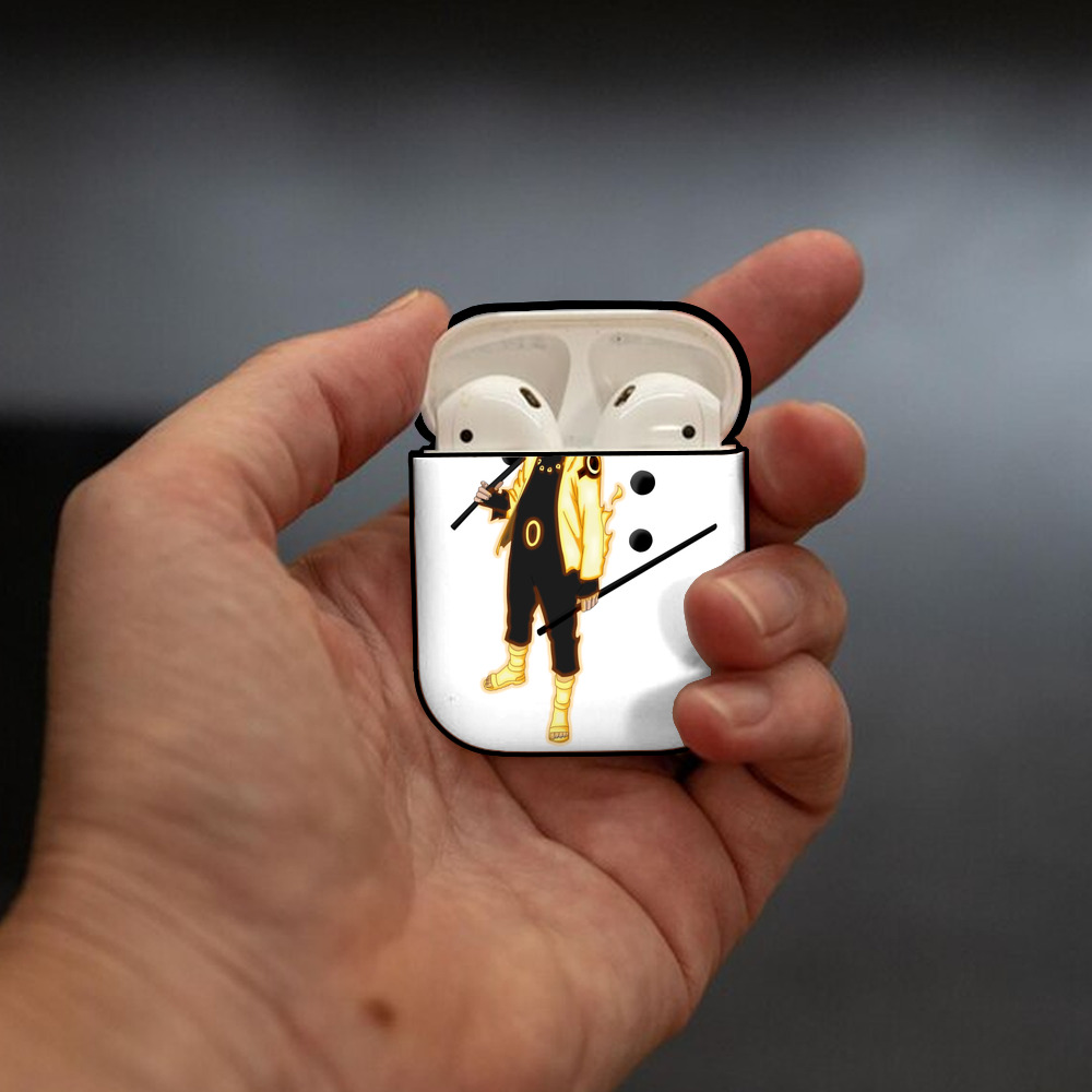 NARUTO -ナルト- うずまき ナルト Uzumaki Naruto AirPods 第2世代保護ケース ハードシェル ブラック 耐衝撃・防指紋・カラビナ付き