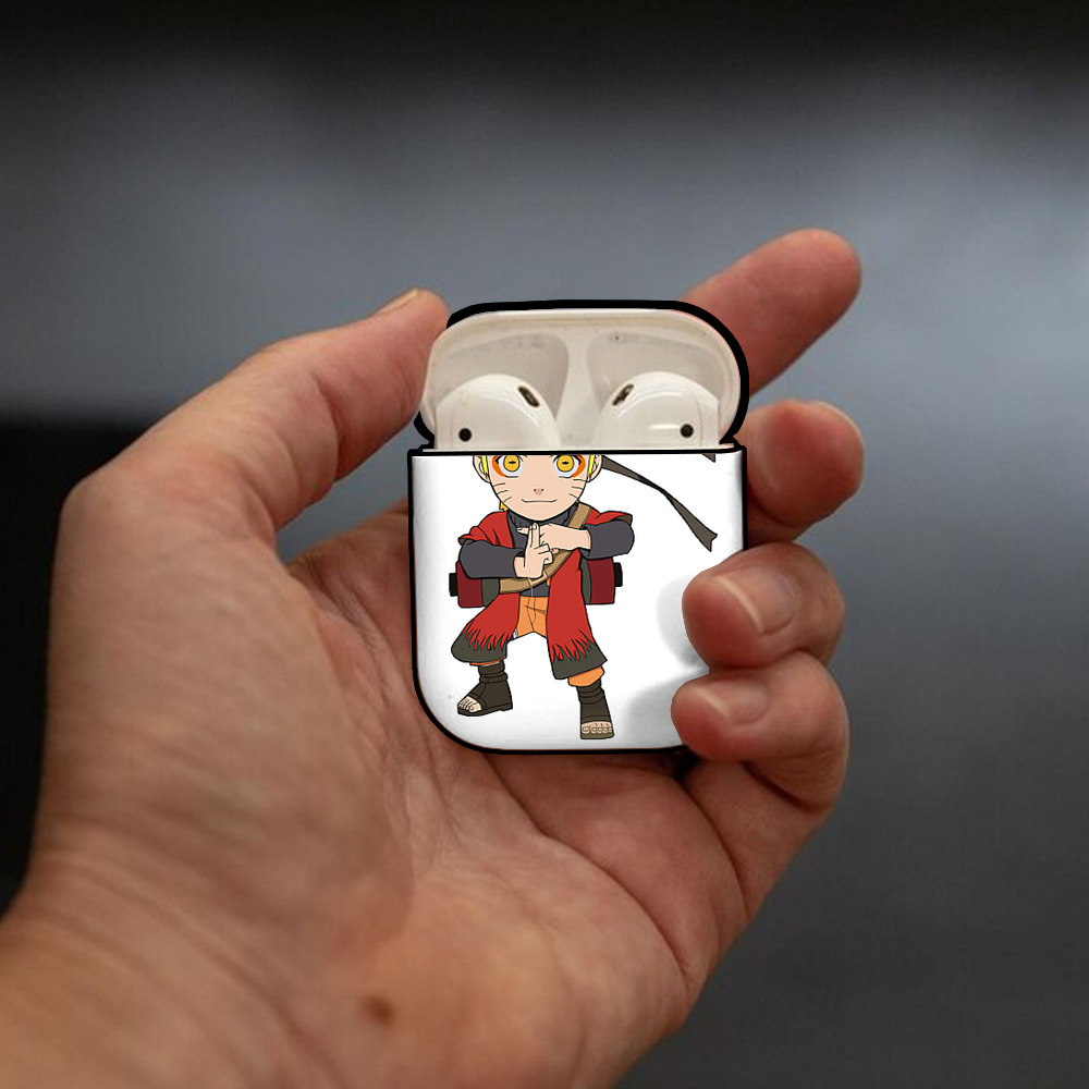 NARUTO -ナルト- うずまき ナルト Uzumaki Naruto AirPods 第2世代保護ケース ハードシェル ブラック 耐衝撃・防指紋・カラビナ付き