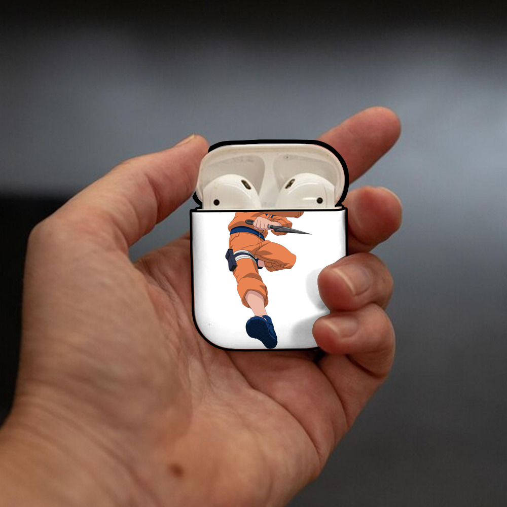 NARUTO -ナルト- うずまき ナルト Uzumaki Naruto AirPods 第2世代保護ケース ハードシェル ブラック 耐衝撃・防指紋・カラビナ付き