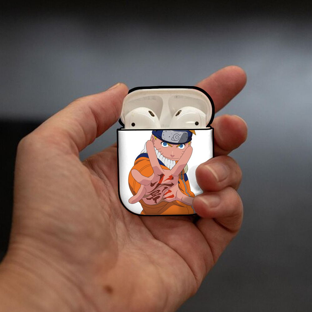 NARUTO -ナルト- うずまき ナルト Uzumaki Naruto AirPods 第2世代保護ケース ハードシェル ブラック 耐衝撃・防指紋・カラビナ付き