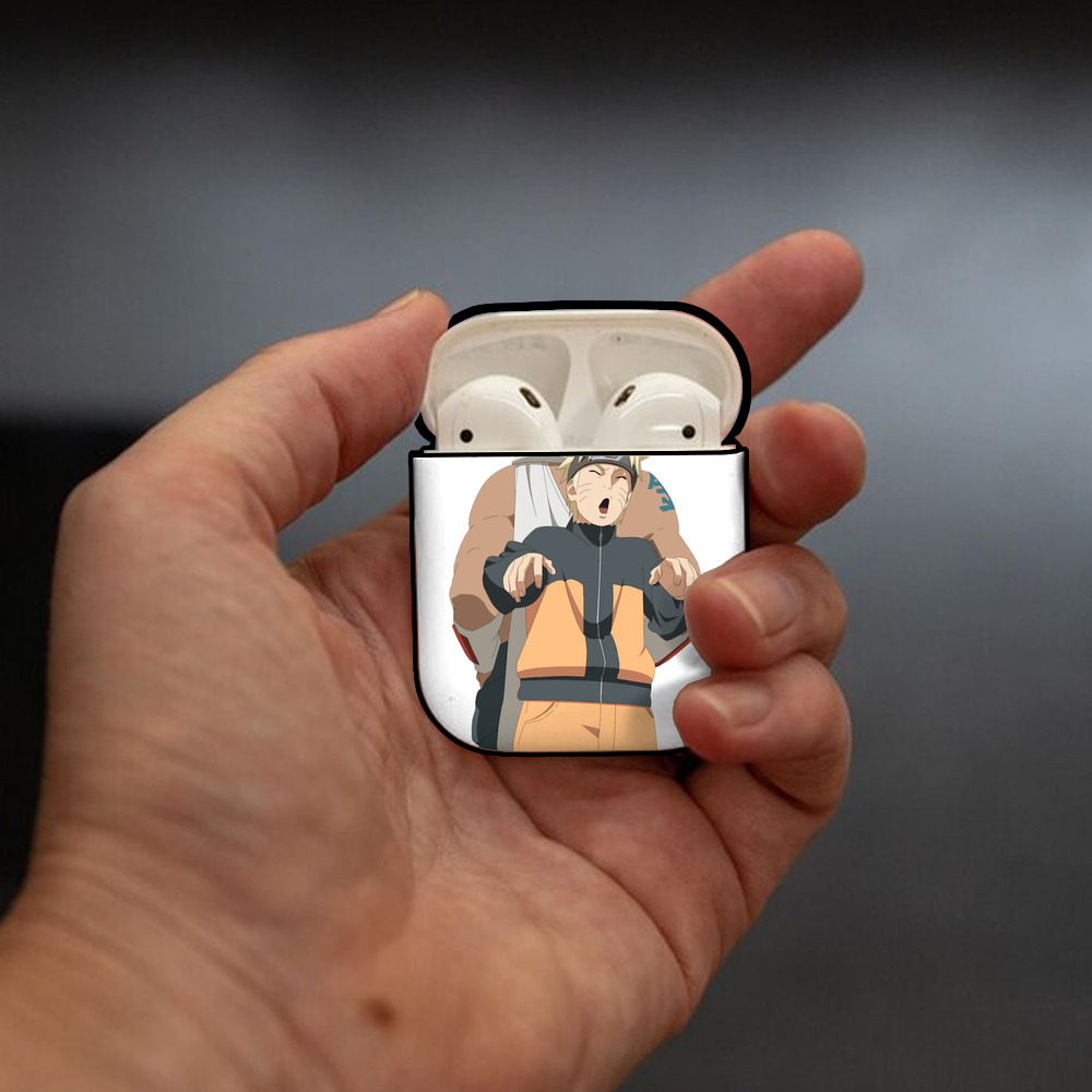 NARUTO -ナルト- うずまき ナルト Uzumaki Naruto AirPods 第2世代保護ケース ハードシェル ブラック 耐衝撃・防指紋・カラビナ付き