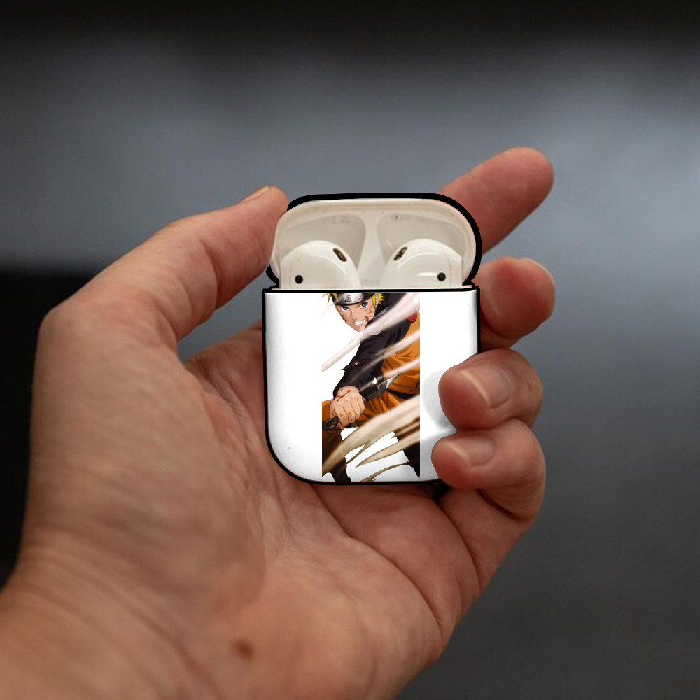NARUTO -ナルト- うずまき ナルト Uzumaki Naruto AirPods 第2世代保護ケース ハードシェル ブラック 耐衝撃・防指紋・カラビナ付き
