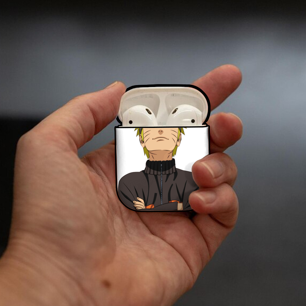 NARUTO -ナルト- うずまき ナルト Uzumaki Naruto AirPods 第2世代保護ケース ハードシェル ブラック 耐衝撃・防指紋・カラビナ付き