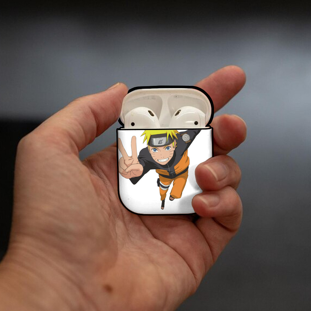 NARUTO -ナルト- うずまき ナルト Uzumaki Naruto AirPods 第2世代保護ケース ハードシェル ブラック 耐衝撃・防指紋・カラビナ付き