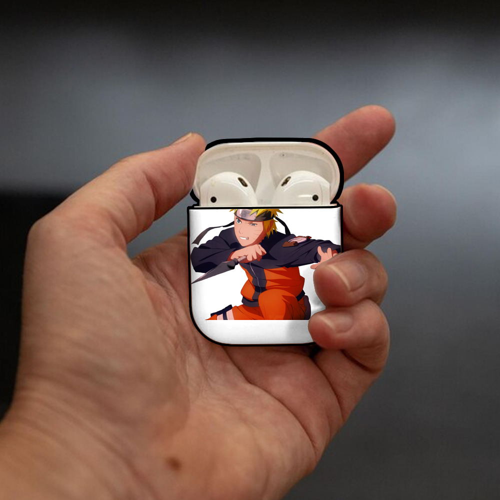 NARUTO -ナルト- うずまき ナルト Uzumaki Naruto AirPods 第2世代保護ケース ハードシェル ブラック 耐衝撃・防指紋・カラビナ付き