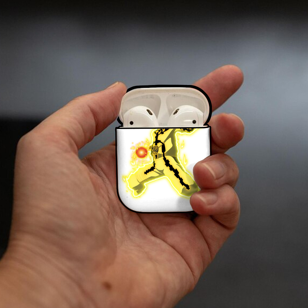 NARUTO -ナルト- うずまき ナルト Uzumaki Naruto AirPods 第2世代保護ケース ハードシェル ブラック 耐衝撃・防指紋・カラビナ付き