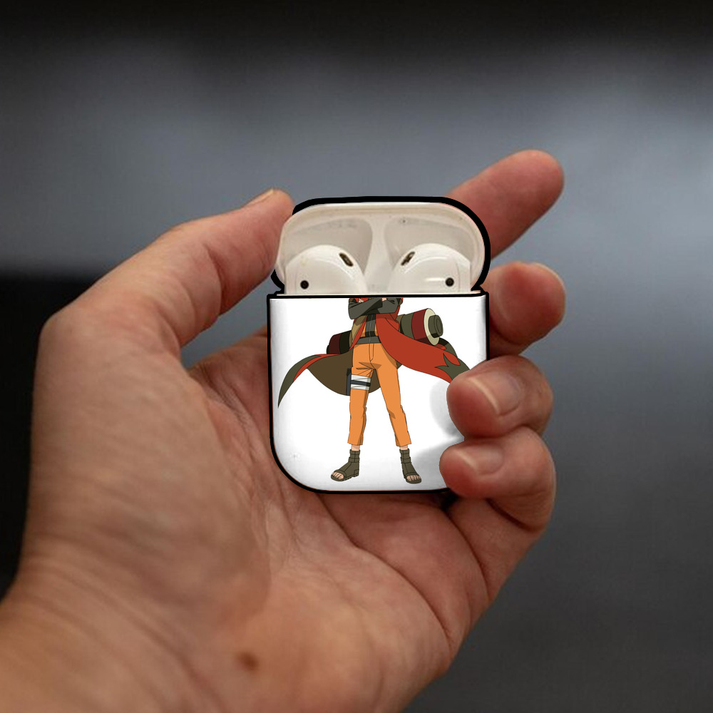NARUTO -ナルト- うずまき ナルト Uzumaki Naruto AirPods 第2世代保護ケース ハードシェル ブラック 耐衝撃・防指紋・カラビナ付き