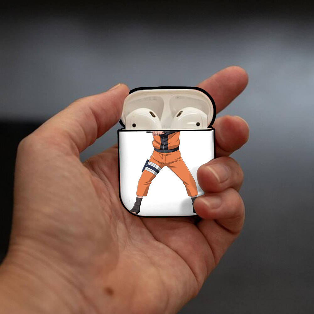 NARUTO -ナルト- うずまき ナルト Uzumaki Naruto AirPods 第2世代保護ケース ハードシェル ブラック 耐衝撃・防指紋・カラビナ付き