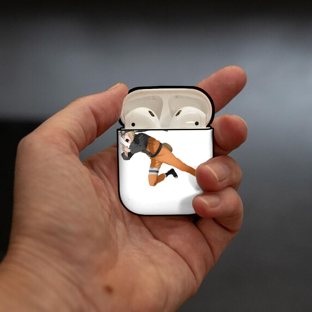 NARUTO -ナルト- うずまき ナルト Uzumaki Naruto AirPods 第2世代保護ケース ハードシェル ブラック 耐衝撃・防指紋・カラビナ付き