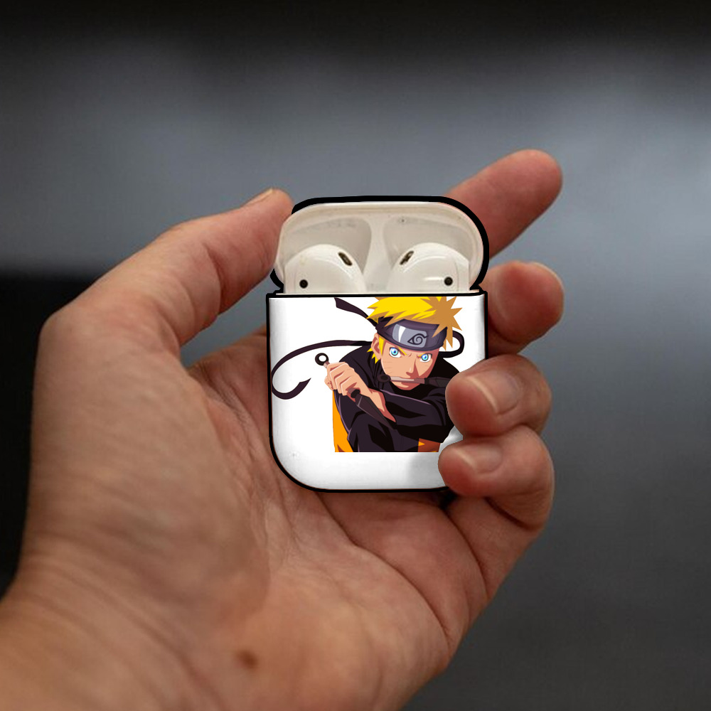 NARUTO -ナルト- うずまき ナルト Uzumaki Naruto AirPods 第2世代保護ケース ハードシェル ブラック 耐衝撃・防指紋・カラビナ付き