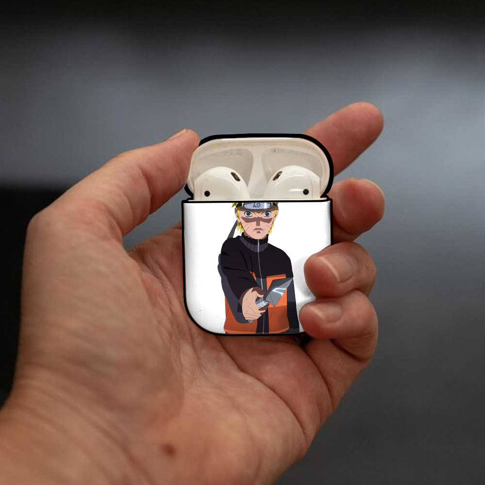 NARUTO -ナルト- うずまき ナルト Uzumaki Naruto AirPods 第2世代保護ケース ハードシェル ブラック 耐衝撃・防指紋・カラビナ付き