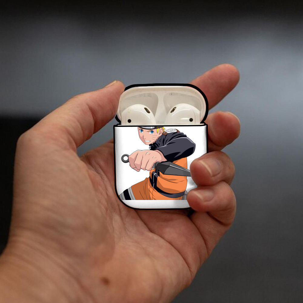 NARUTO -ナルト- うずまき ナルト Uzumaki Naruto AirPods 第2世代保護ケース ハードシェル ブラック 耐衝撃・防指紋・カラビナ付き