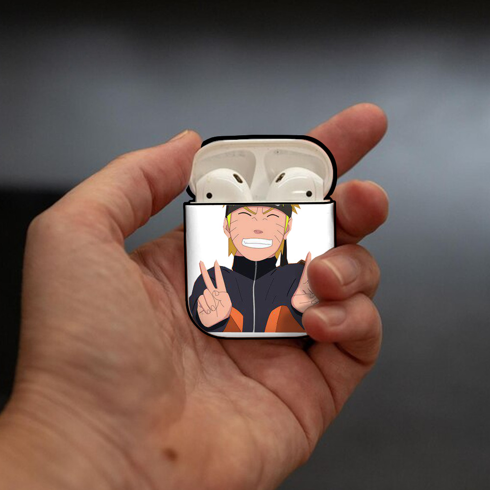 NARUTO -ナルト- うずまき ナルト Uzumaki Naruto AirPods 第2世代保護ケース ハードシェル ブラック 耐衝撃・防指紋・カラビナ付き