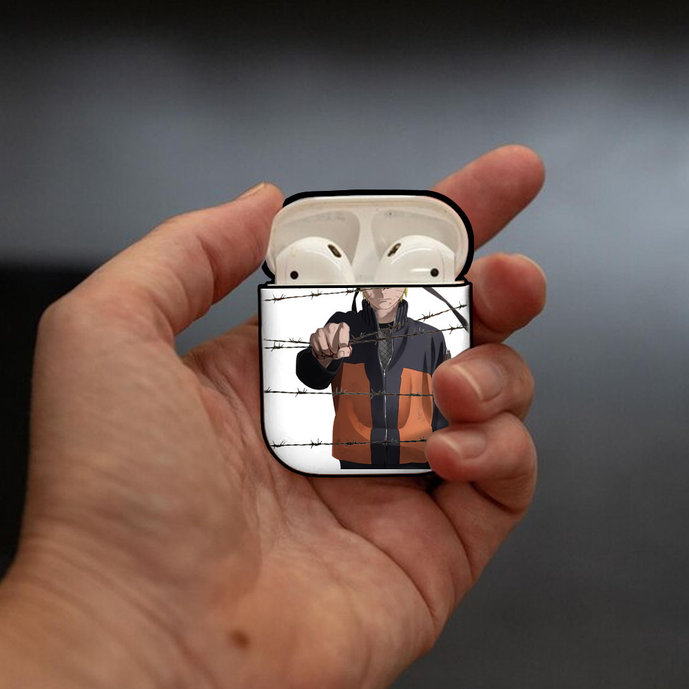 NARUTO -ナルト- うずまき ナルト Uzumaki Naruto AirPods 第2世代保護ケース ハードシェル ブラック 耐衝撃・防指紋・カラビナ付き
